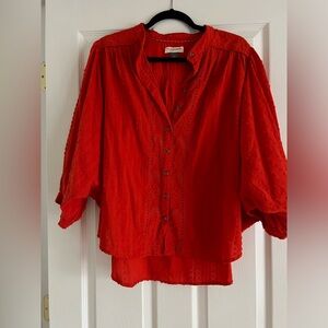 Pilcro Anthropologie Coral Button Down Blouse Size L